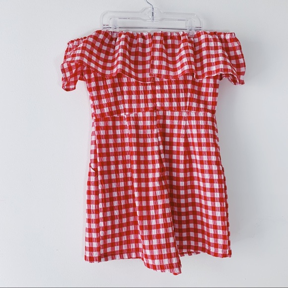 ASOS Checkered Over The Shoulder Romper - Picture 8 of 11